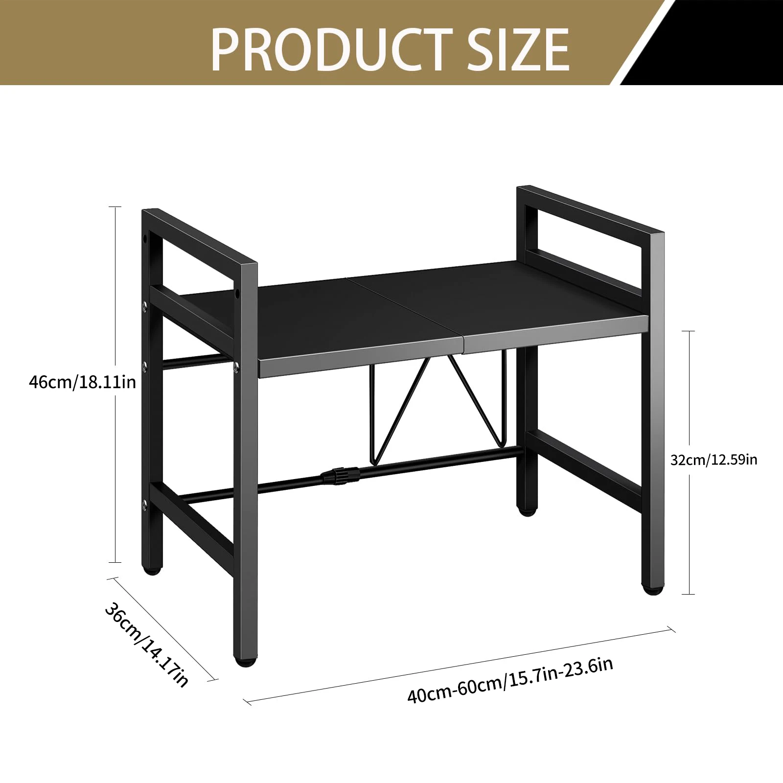 1 Stück Erweiterbarer 42–64 cm Großer Mikrowellen-Regal-Organizer Feuchtigkeits- 2