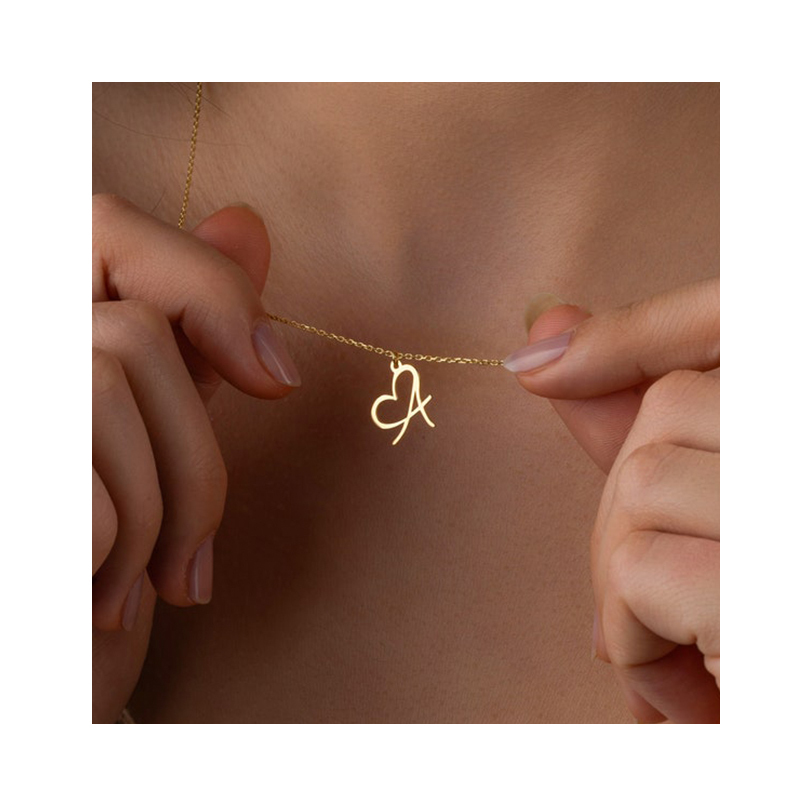 Fashion 18 Gold Plated Personalized Vintage Necklace Heart