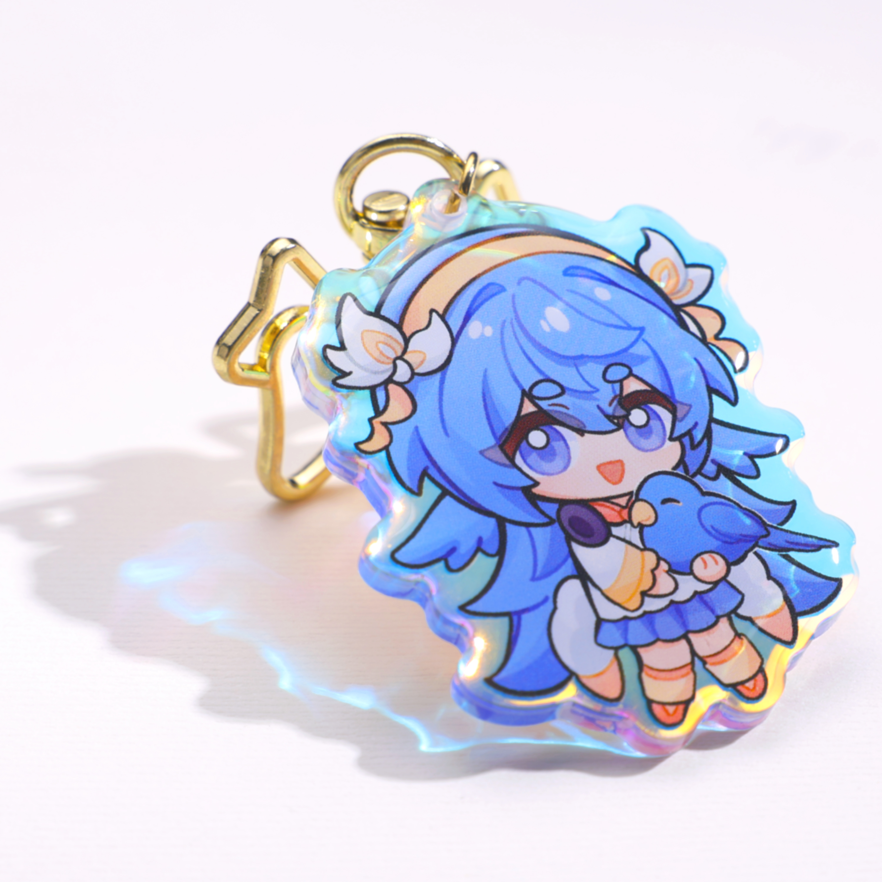 Double-Sided Rainbow Epoxy Acrylic Keychain