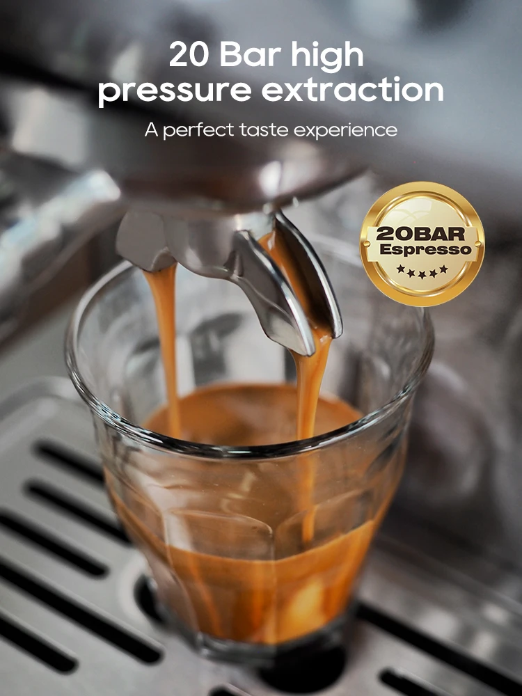HiBREW H10A Schwarze Espressomaschine Temperaturvolumen Vorbrauen Verstellbarer 58-mm-Siebträger 4