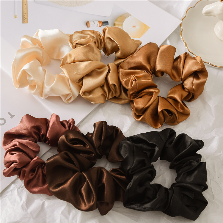 Girls Solid Soft Satin Hair Scrunchies 2