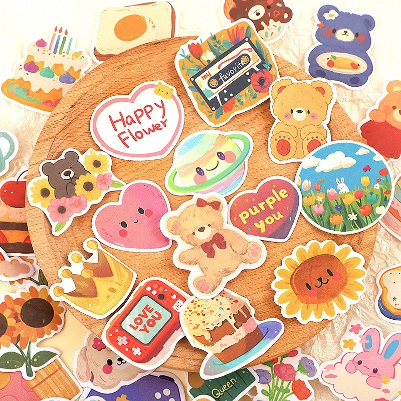 108-Piece Cartoon Bear Watercolor Sticker Set 4