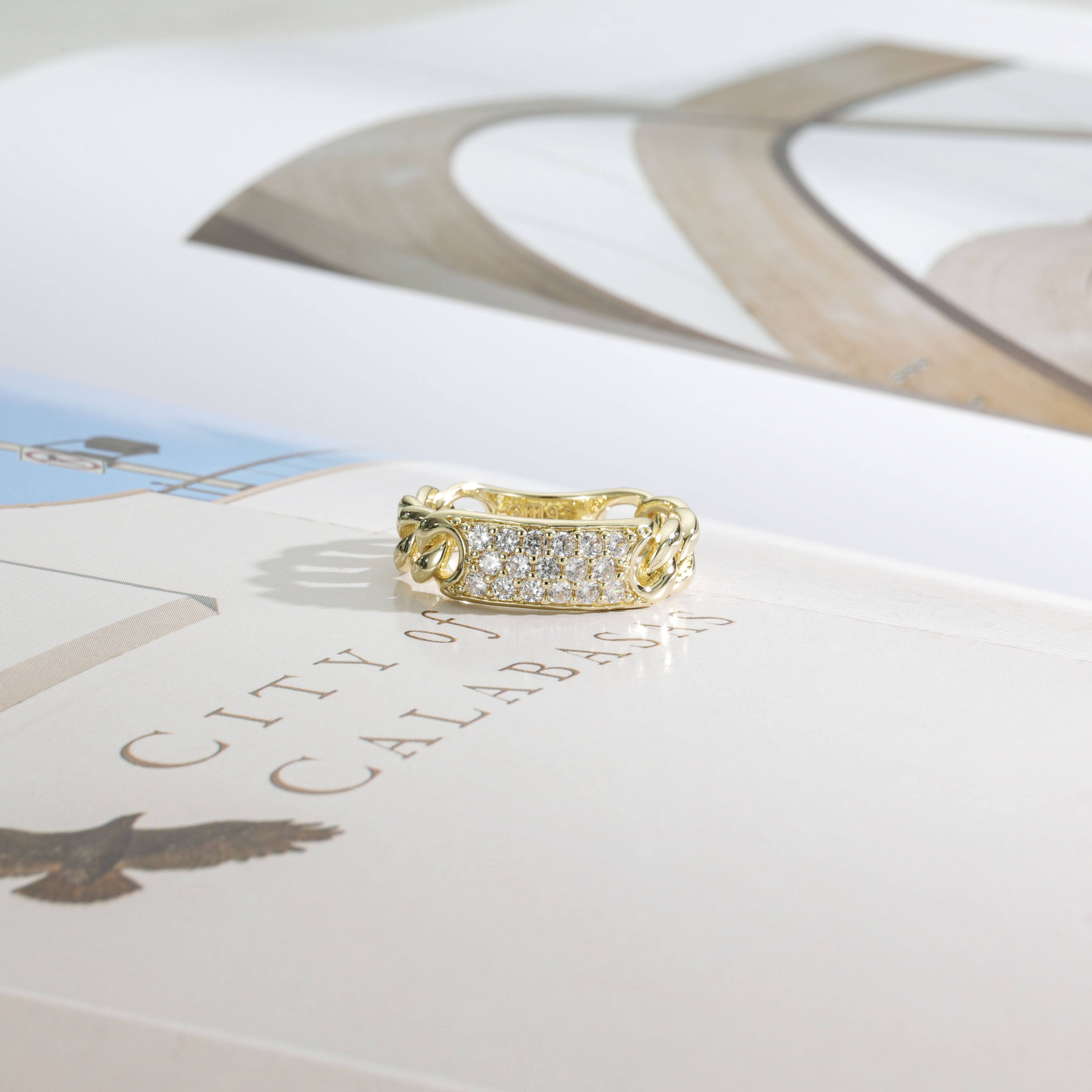 Gold Pavé Cluster Signet Ring Zirconia 4