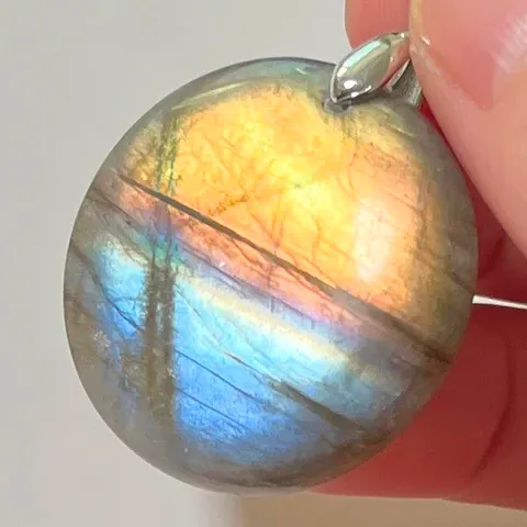 Pink Natural Stone Pendant Irregular Shape Bead Blue Labradorite Pendant
