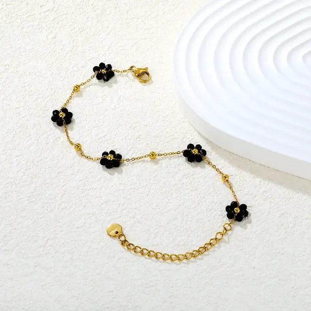 Stainless Steel Floral Bead Bracelet 3