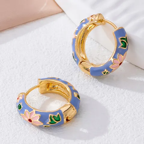 1 Pair Fashion Exquisite Enamel Round Earrings For