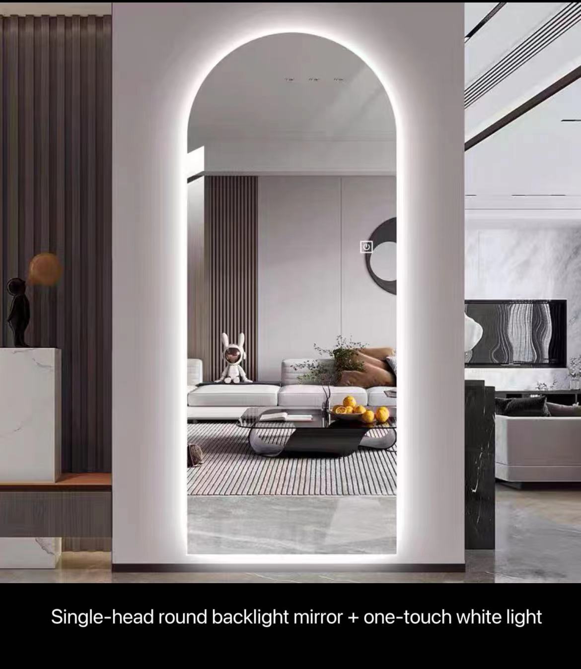 Frameless Arched LED Full-Length Floor Mirror 3