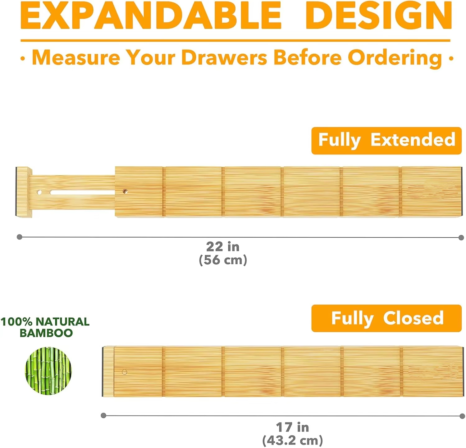 Bamboo Expandable Drawer Dividers with Labels 3