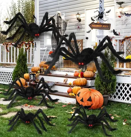Giant Black Plush Spider 30–200cm Halloween