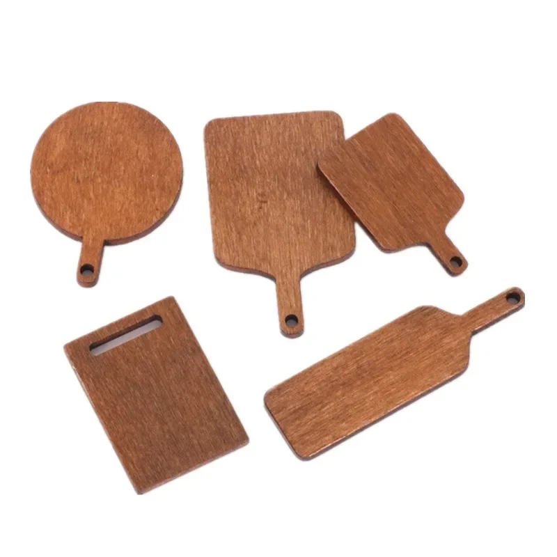 10 Teile los Mini Holz Schneidebrett Puppenhaus Griff 2