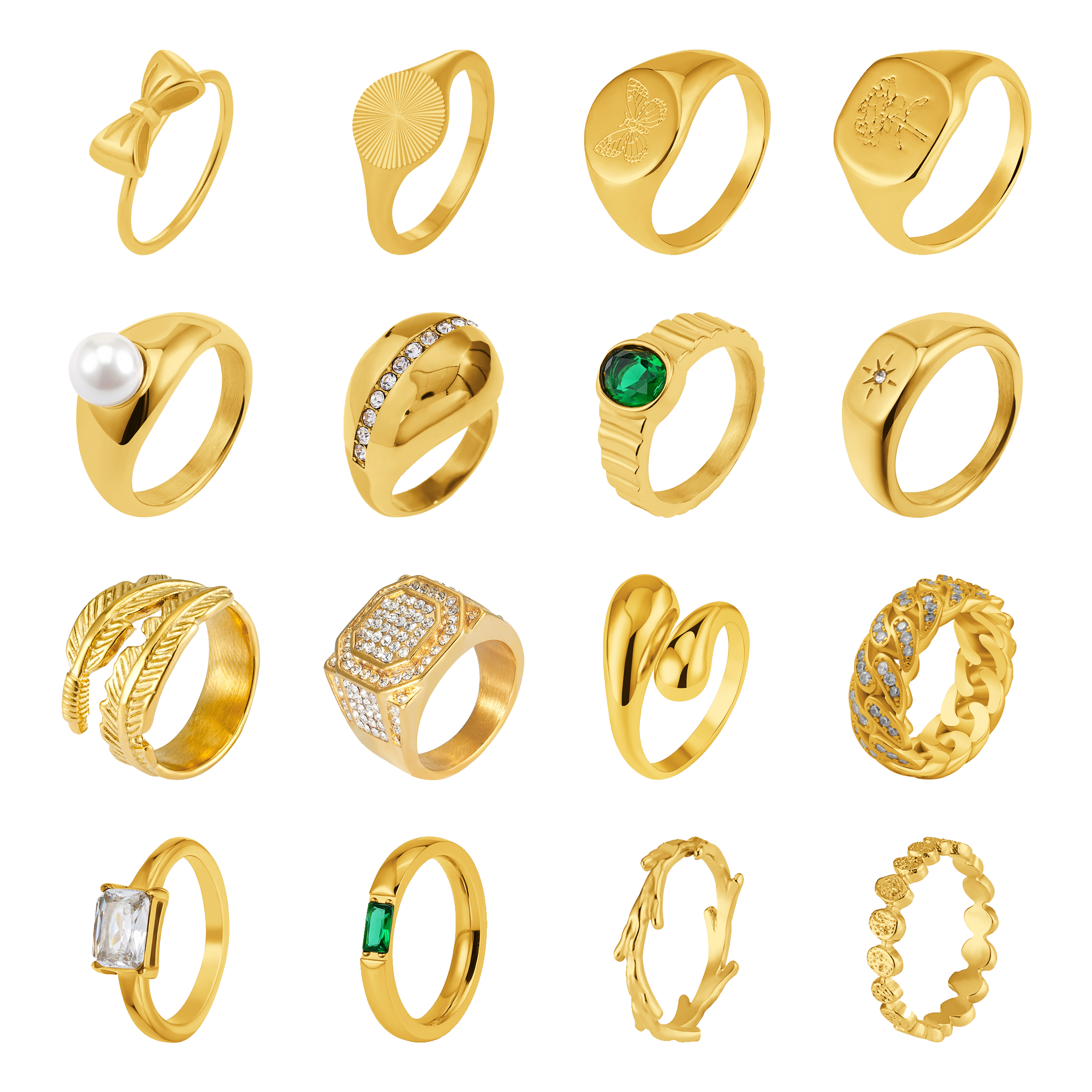 Gold Plated Stainless Steel Signet Ring 2