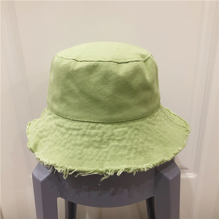 Raw Edge Denim Fisherman Hat Solid Color Japanese