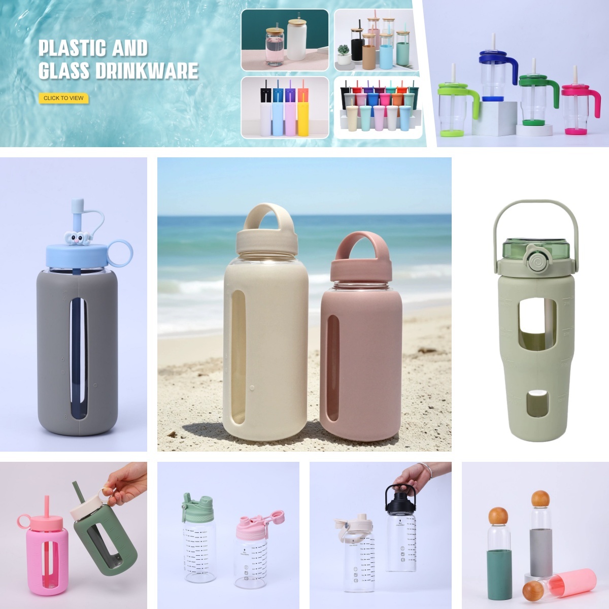 Motivational Water Bottle 800ml Borosilicate Glass Mug With 2