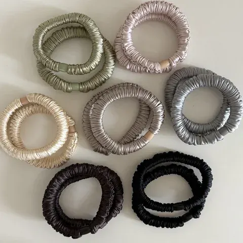 Mode Elastische Seide Scrunchie für Frauen Einfarbig Satin