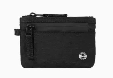 RFID-blockierende Mini-Reisebrieftasche Anti-Scan-Kartenetui mit Schlüsselanhänger Tragbarer Münzbeutel für 2