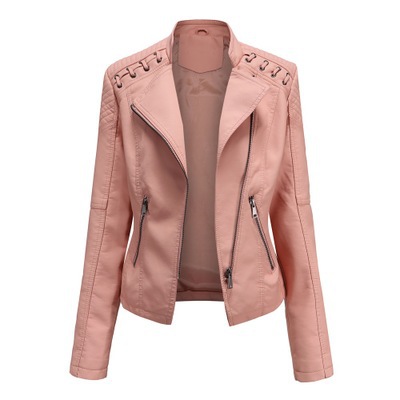 Women's Leather Jackets Short Slim Thin Ladies Motorcycle