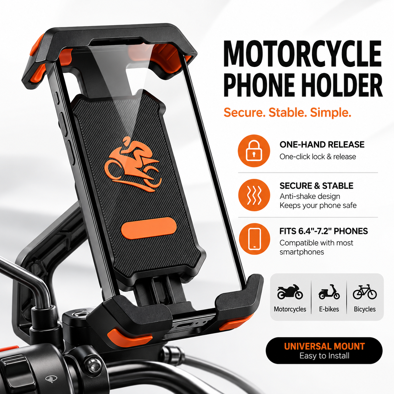 Flexible Motorcycle Phone Mount with Sunshade 2
