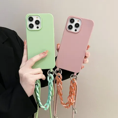 Candy Color Chain Lanyard Soft Case Drop-resistant Phone