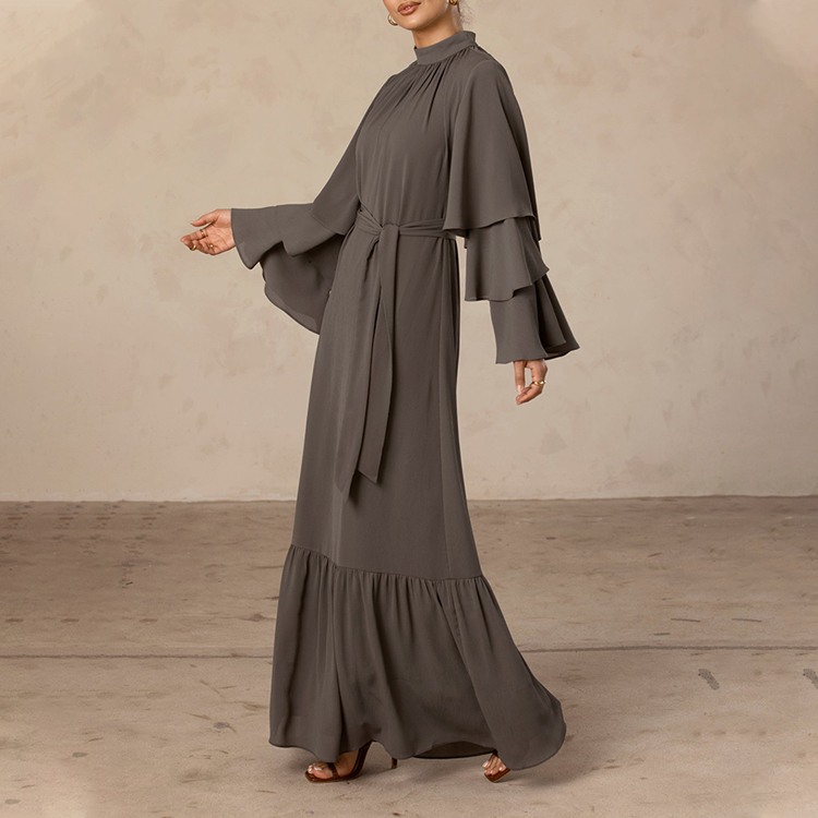 Elegant Ruffle Sleeve Long Tunic Dress for Women 2