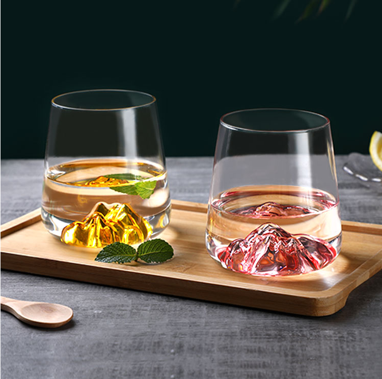 Hand-Blown Crystal Whiskey Glass, Colored Base 3