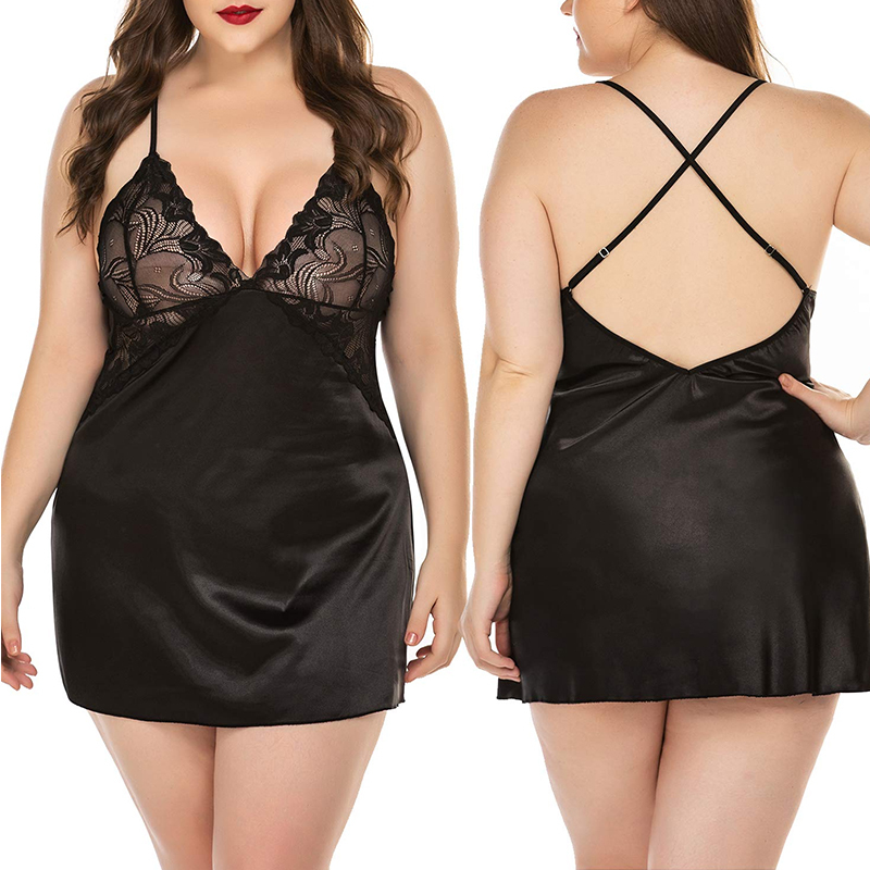 Lace Babydoll Nightgown V-Neck Sleepwear