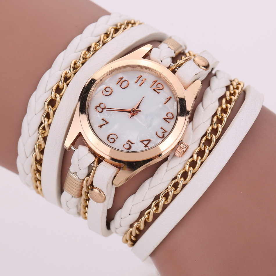 PU Leather Winding Bracelet Watch Rope Table