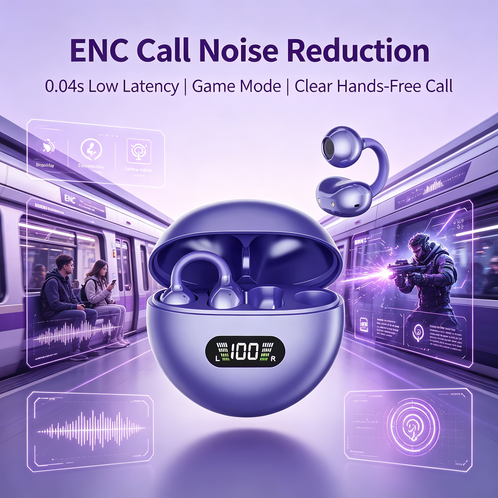 Clip-On True Wireless Earbuds with AI ANC 3