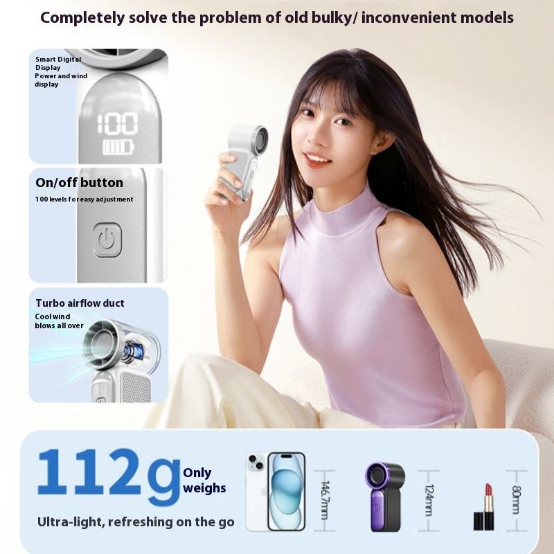 Portable Mini Handheld Cooling Fan Digital Display 4
