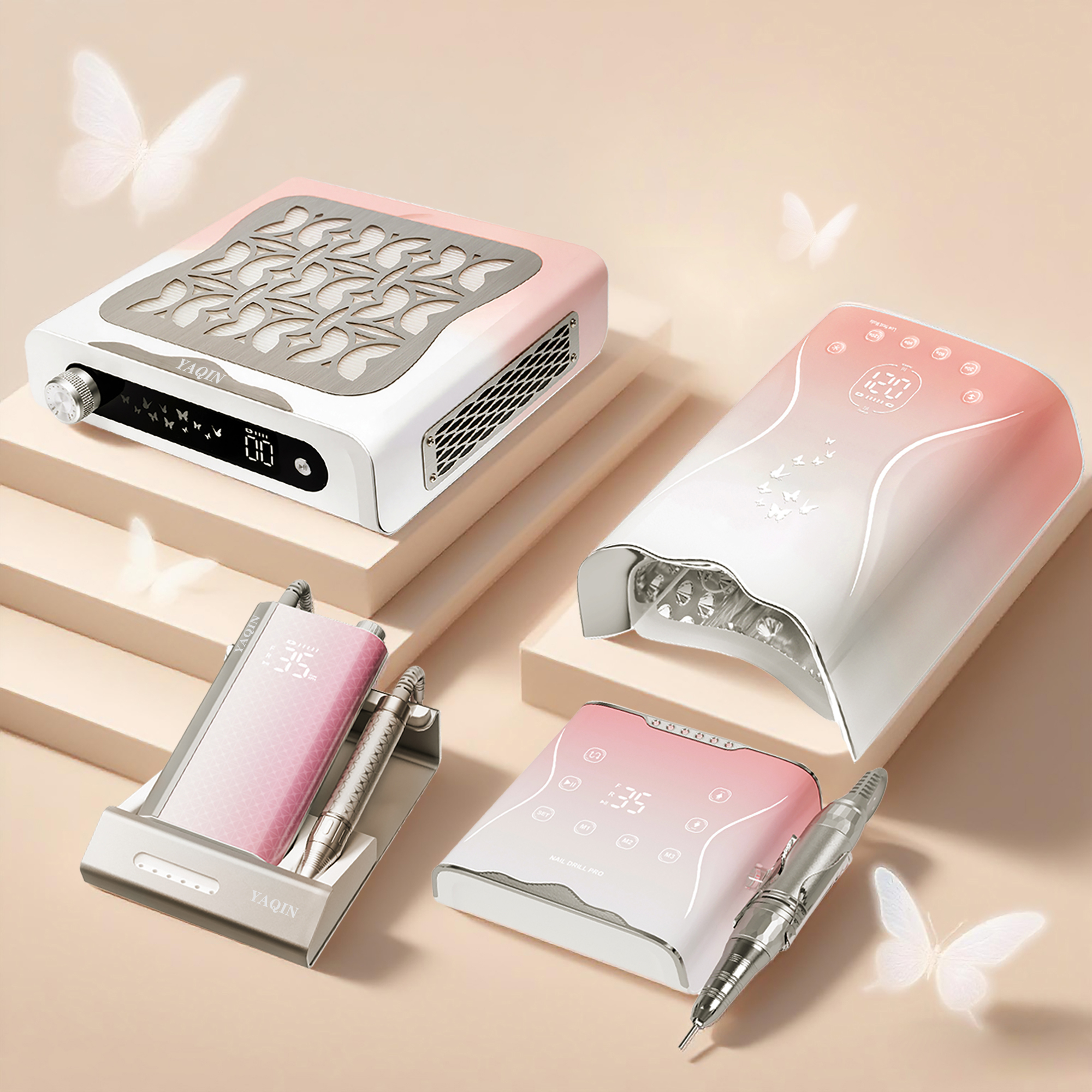 Pretty Pink Series Electric Manicure Machine 60W Rechargeable