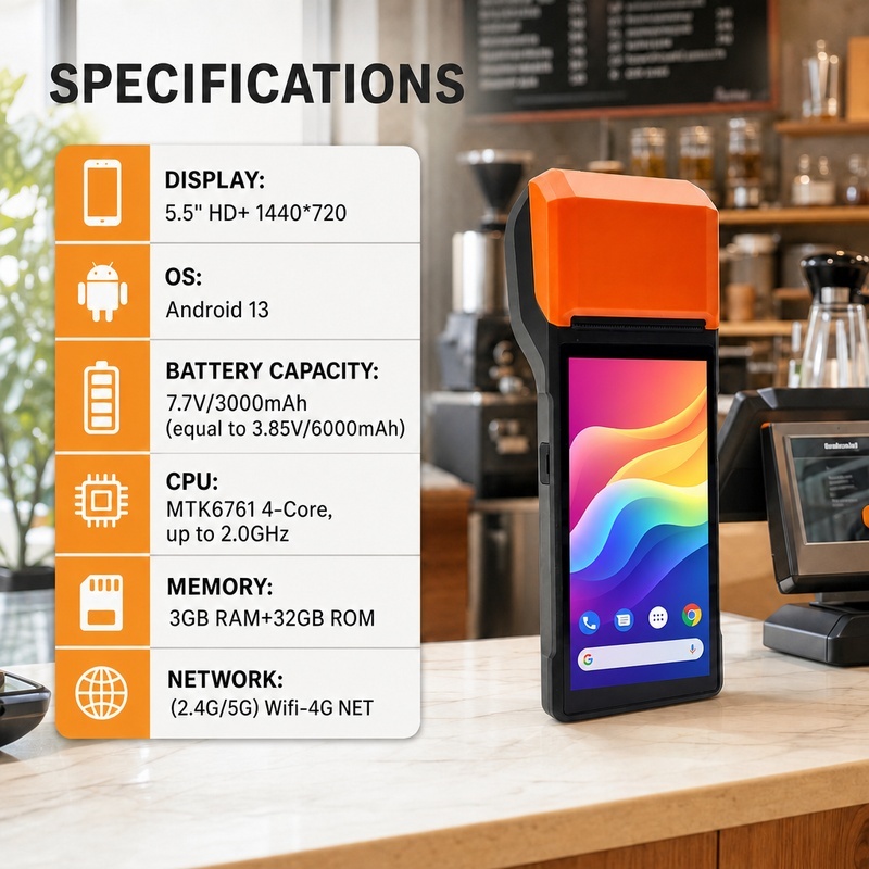 Handheld 58mm Thermal POS Terminal WiFi Bluetooth 2