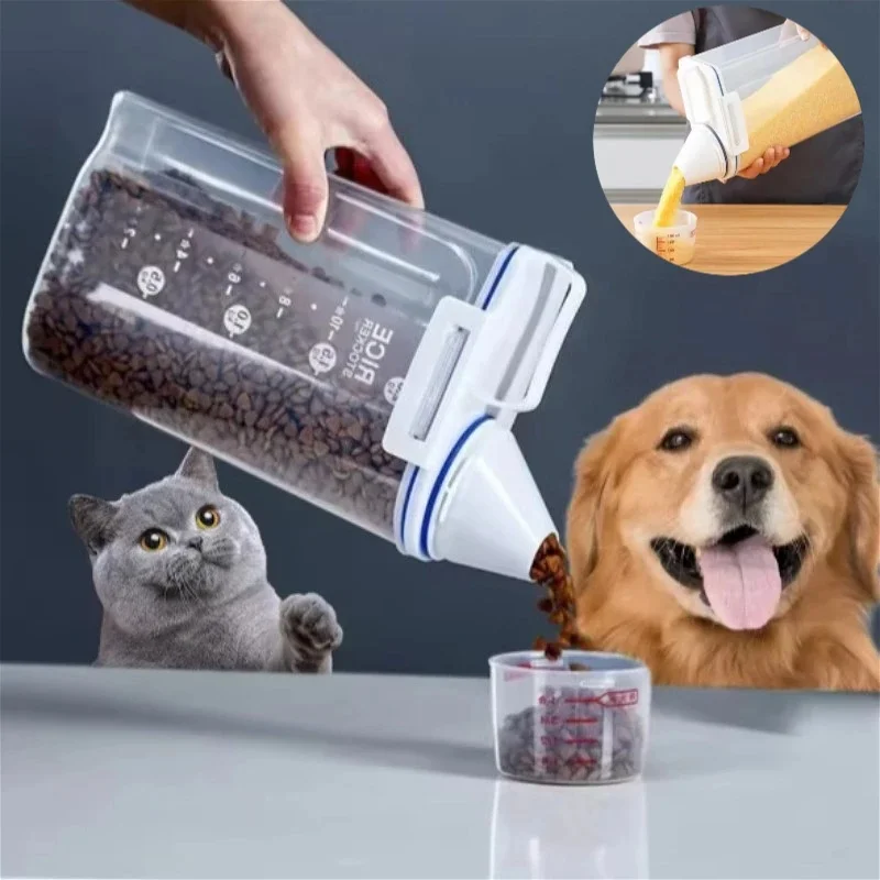 1 Stück Luftdichter Behälter für Tierfutter mit Messbecher 2