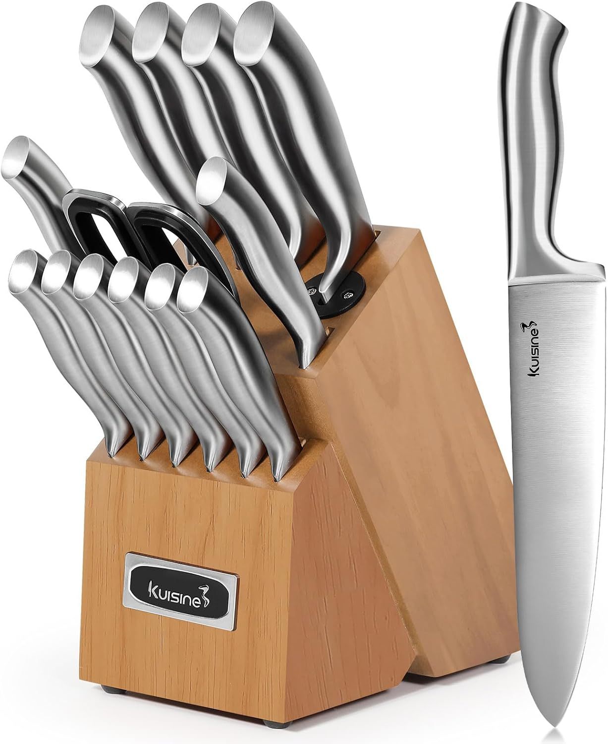 Kuisine 15-Piece Hand Forged Chef Knife Set Built-In