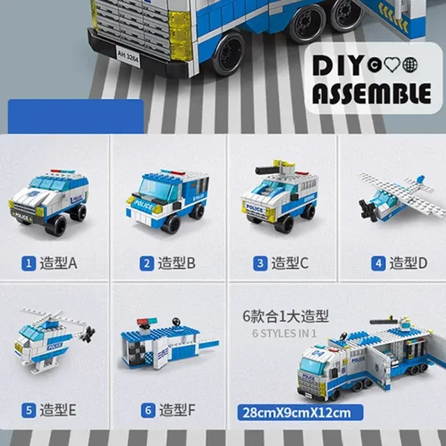 6-in-1 Police Sports Car Building Set for Kids 4