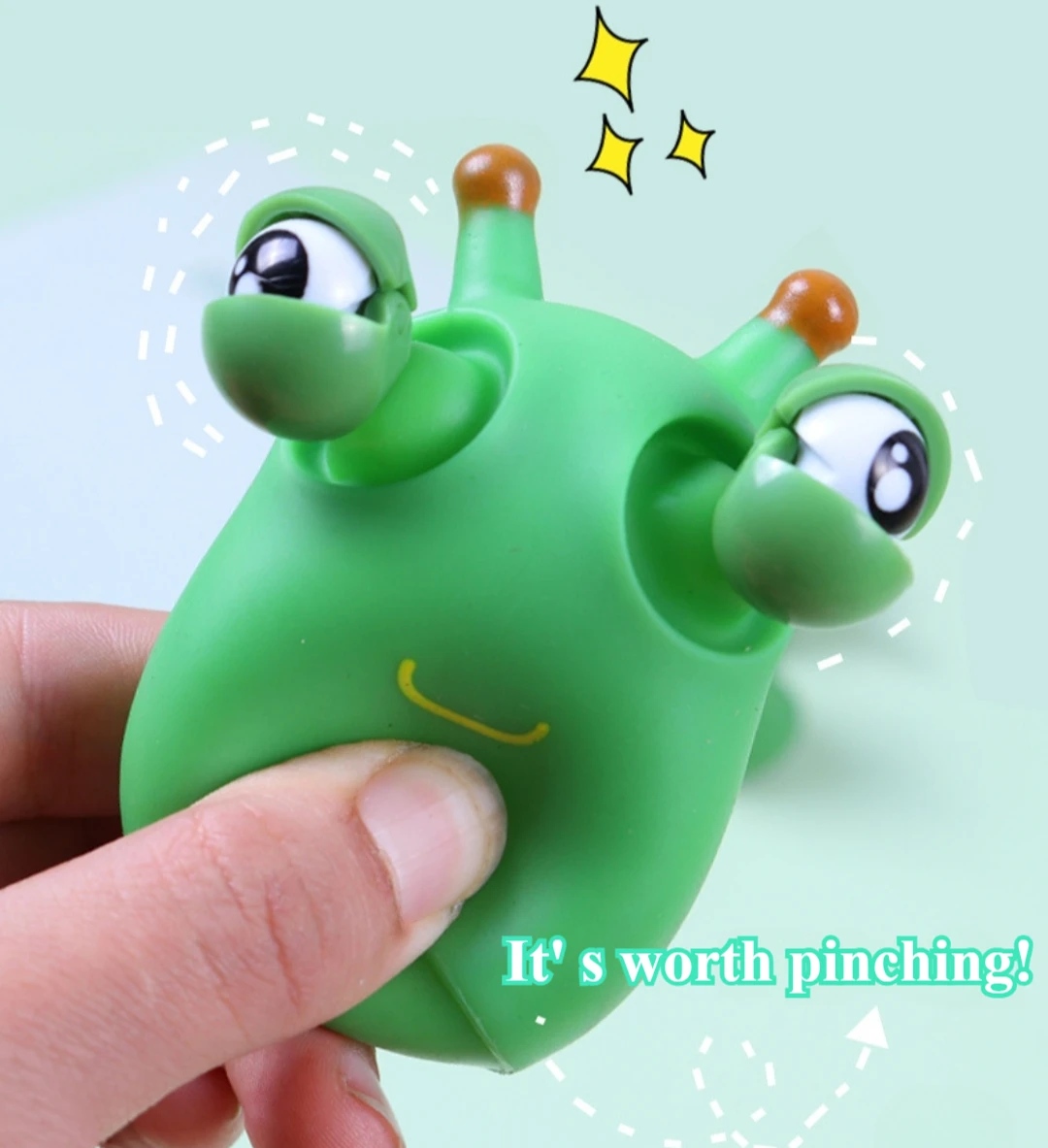 Green Worm Squeeze Toy with Eyes 3