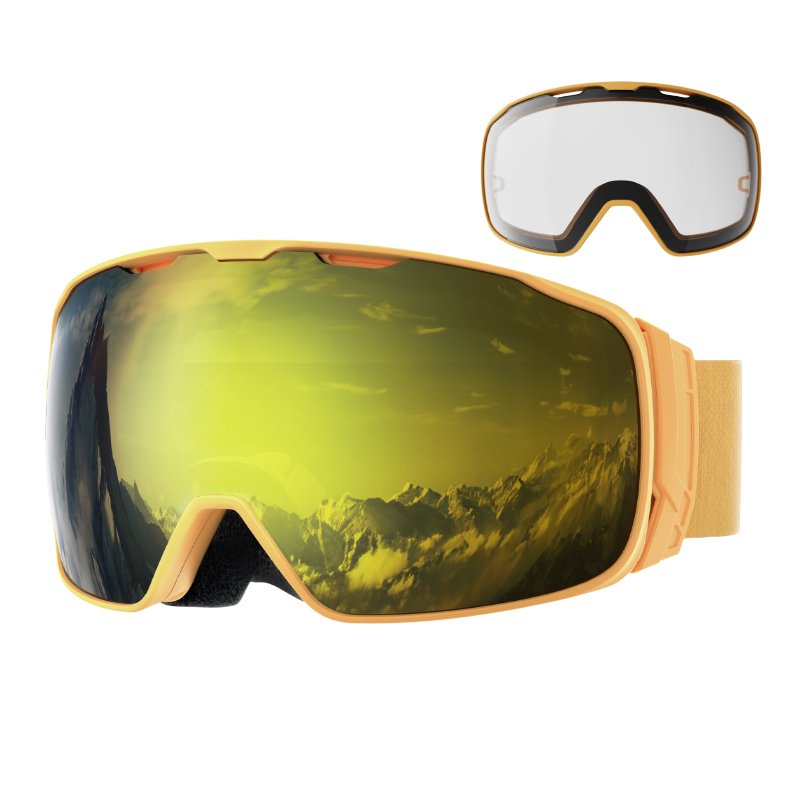 Mirrored Snow Goggles with Magnetic Clip