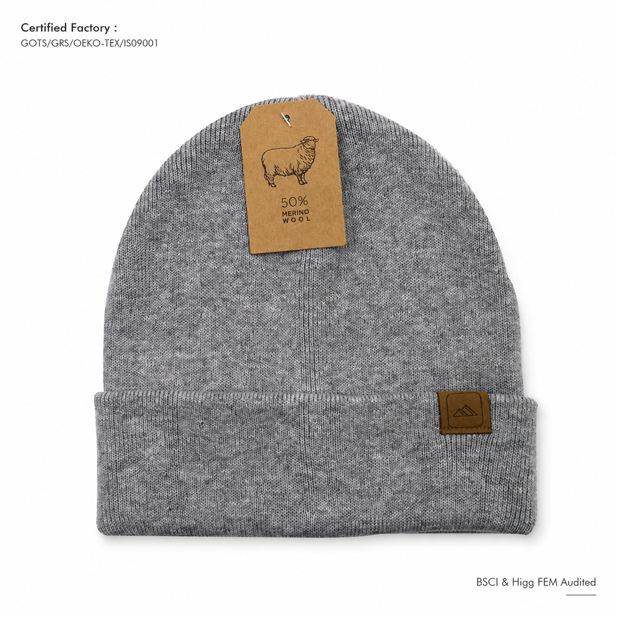 Merino Wool Ribbed Toque Design Solid Pattern Knit 2