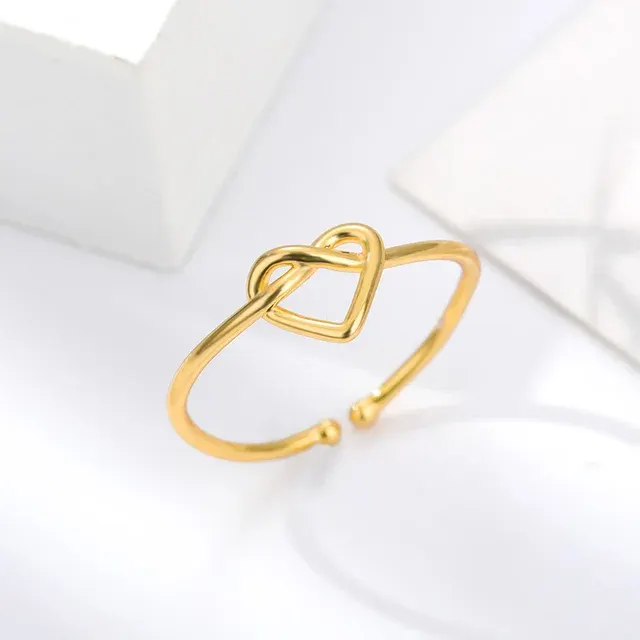 Gold Stainless Steel Heart Couple Rings 3