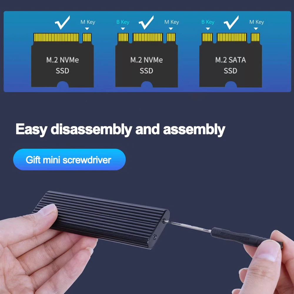 M.2 SSD Enclosure USB-C for NVMe SATA 4