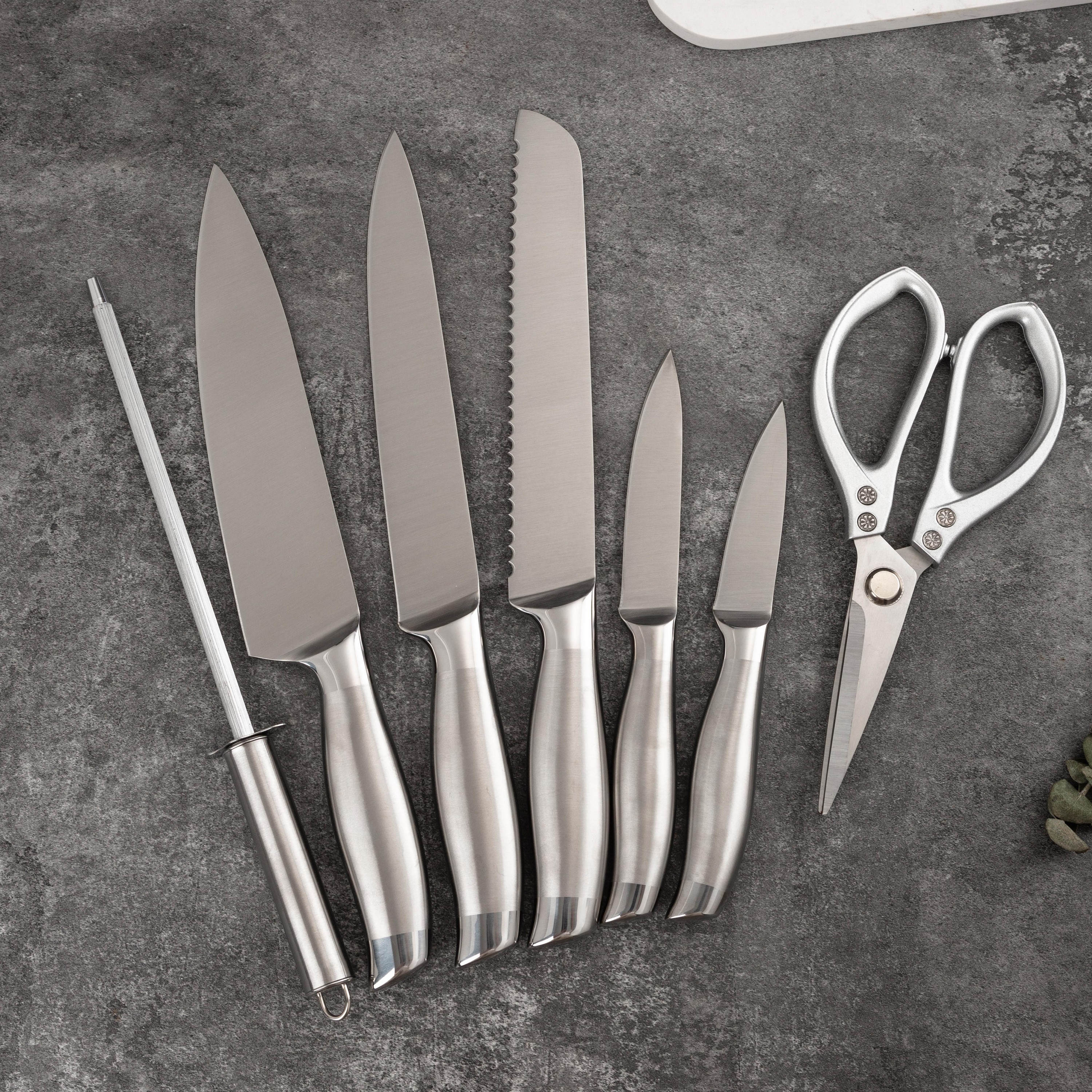 14-Piece Kitchen Knife Set Silver Stainless Steel Blades 2
