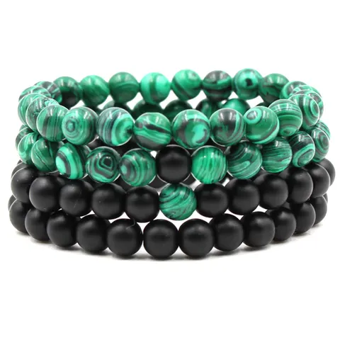 Classic Black Matte Green Malachite Bracelets Suitable Women