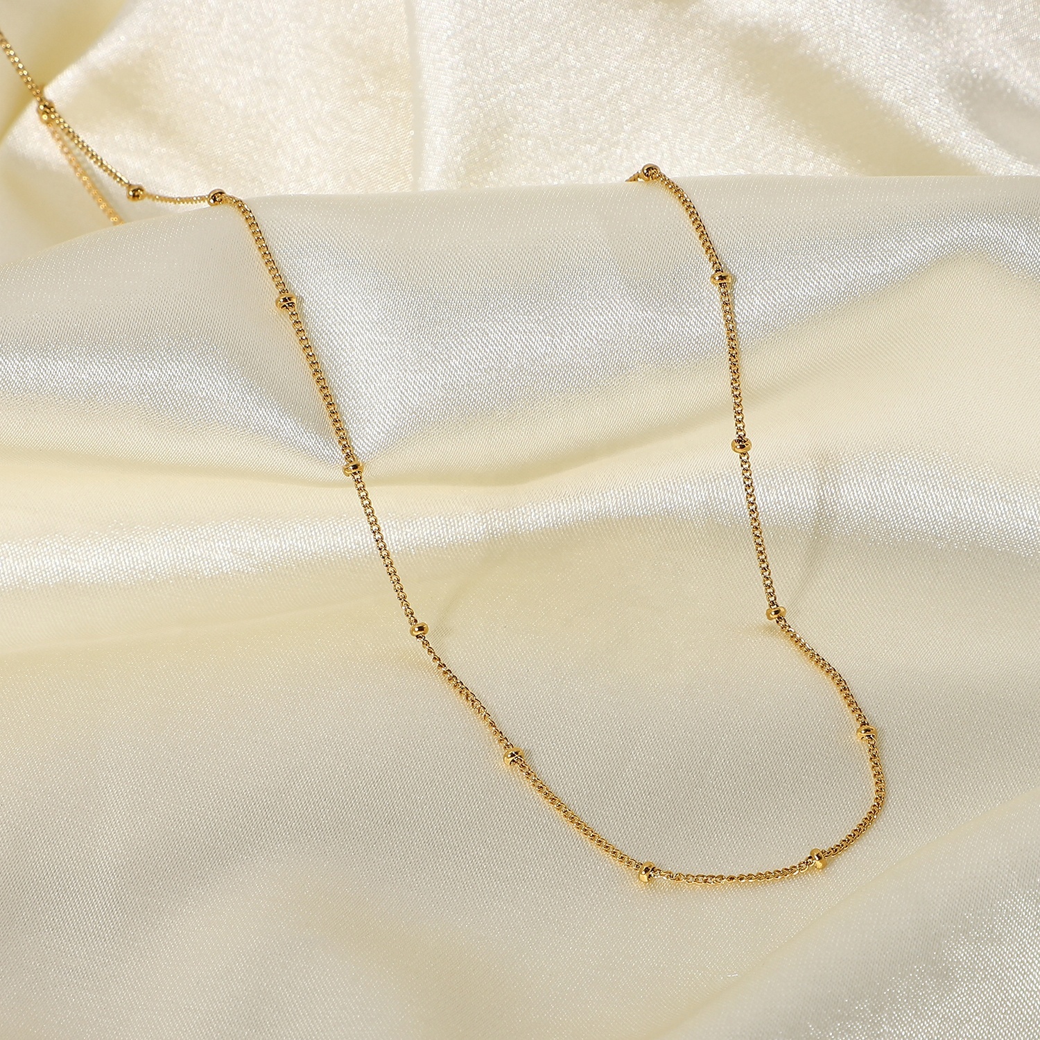 Dainty 18K Gold Plated Stainless Steel Thin Bead