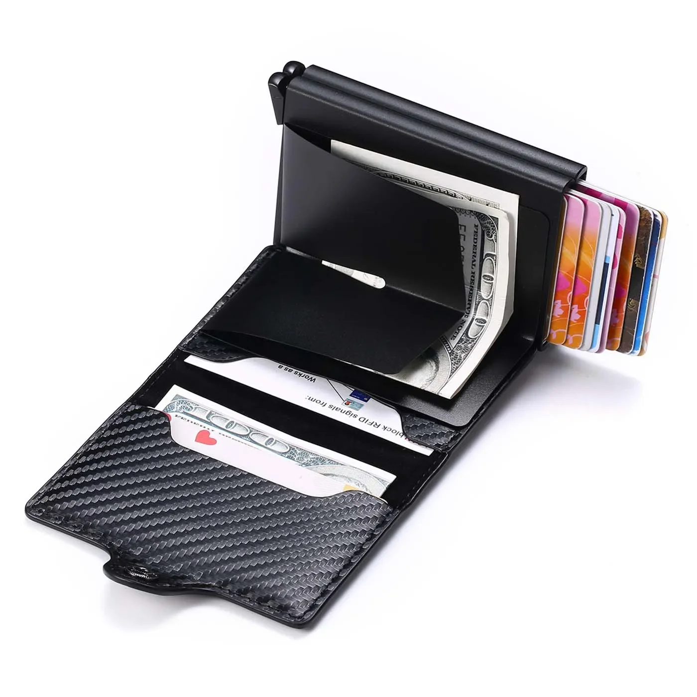 Mini-Kohlefaser-Brieftasche mit 14 Fächern