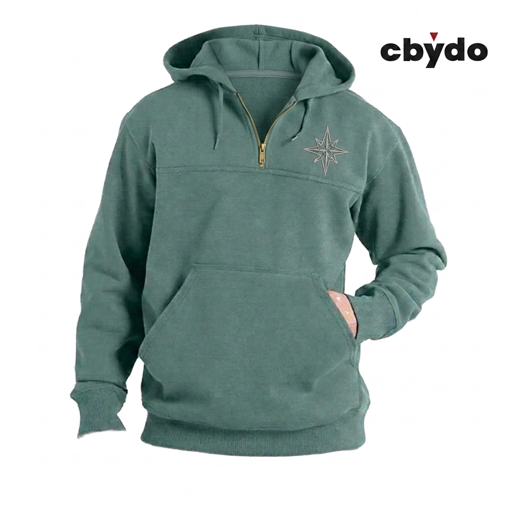 Half-Zip Streetwear Hoodie in French Terry
