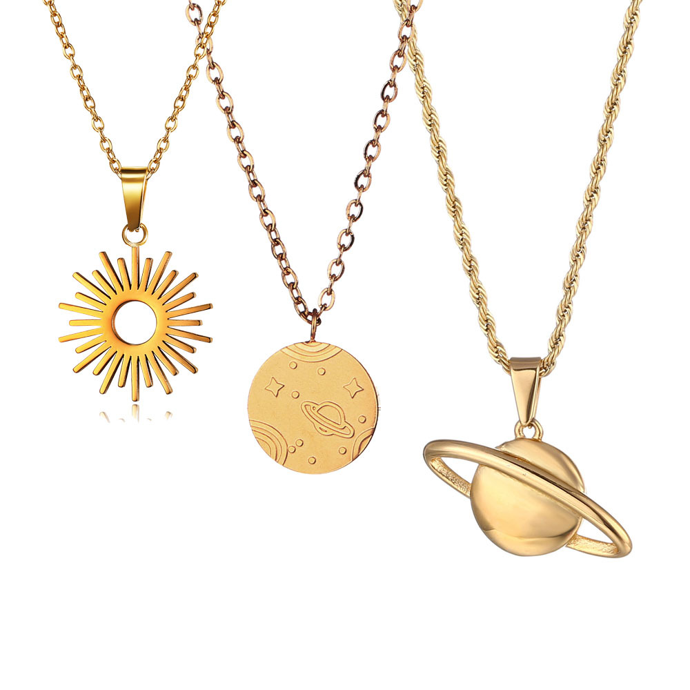 Saturn Star Lightning Bolt Necklace