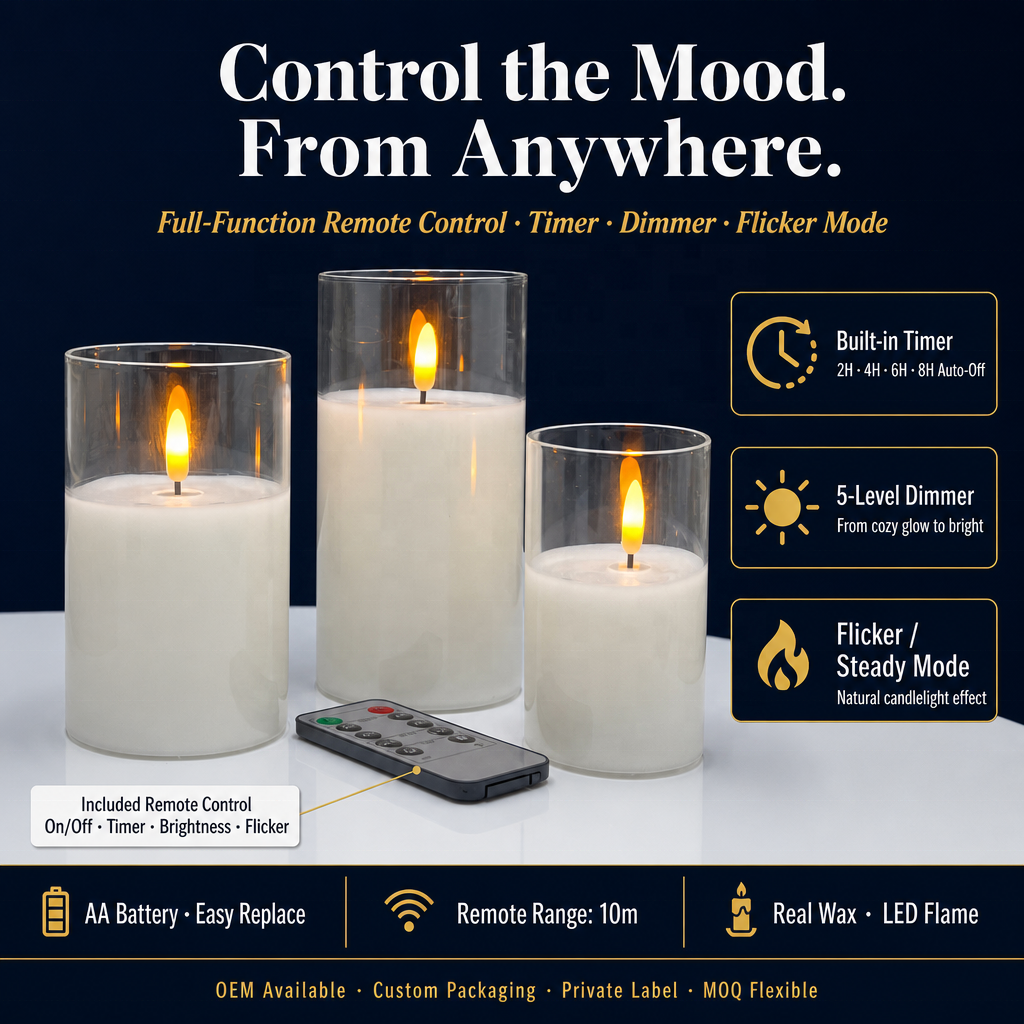 White Flameless 3D LED Pillar Candles 4