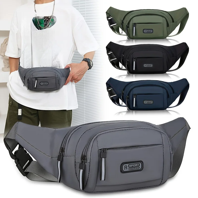 Herren Wasserdichte Hüfttasche mit Mehreren Taschen Lässige Outdoor-Reise-Lauf-Sport-Gürteltasche