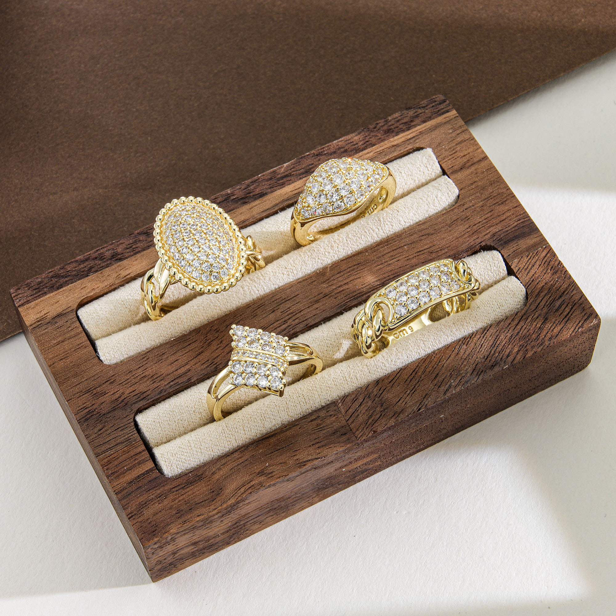 Gold Pavé Cluster Signet Ring Zirconia