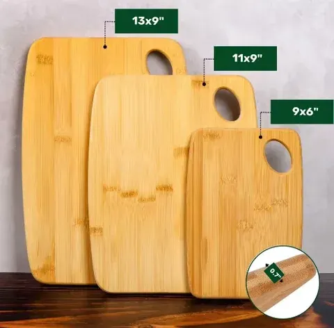 Bamboo Chopping Board Trio, Large to Small