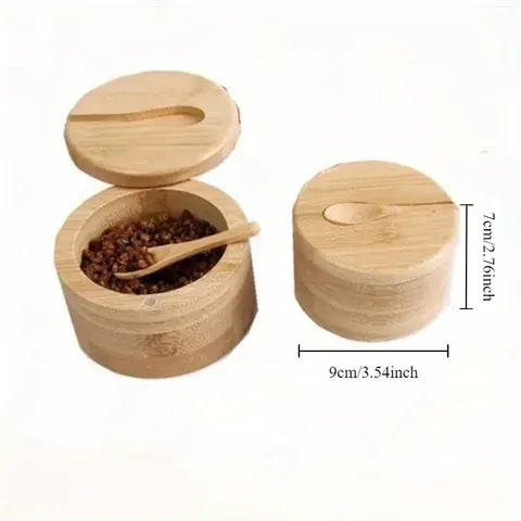 Bamboo Spice Jar Set with Glass Containers