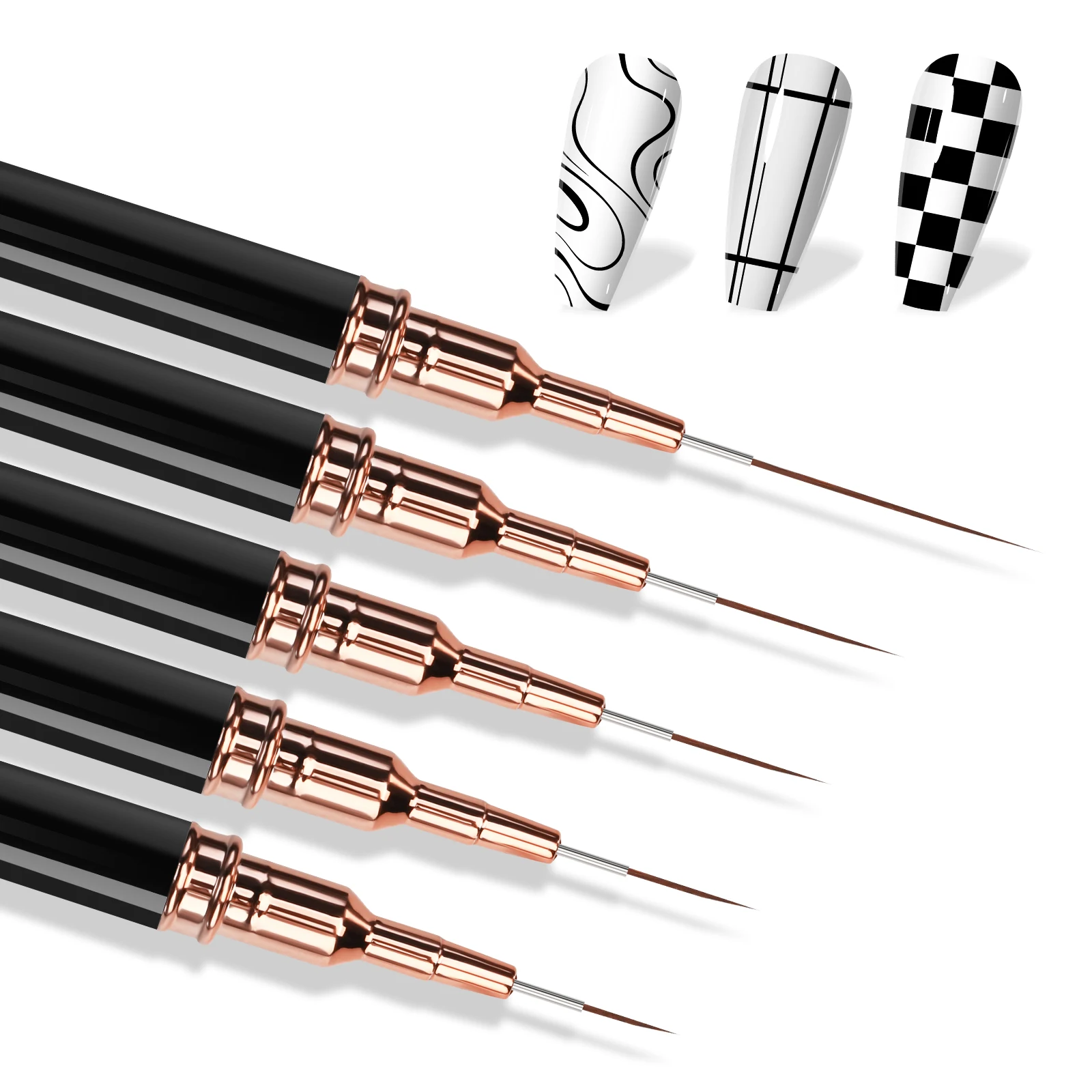 5-teiliges Nail-Art Pinsel-Set für Verlängerte Linien Streifenzeichnung UV-Gel-Malerei